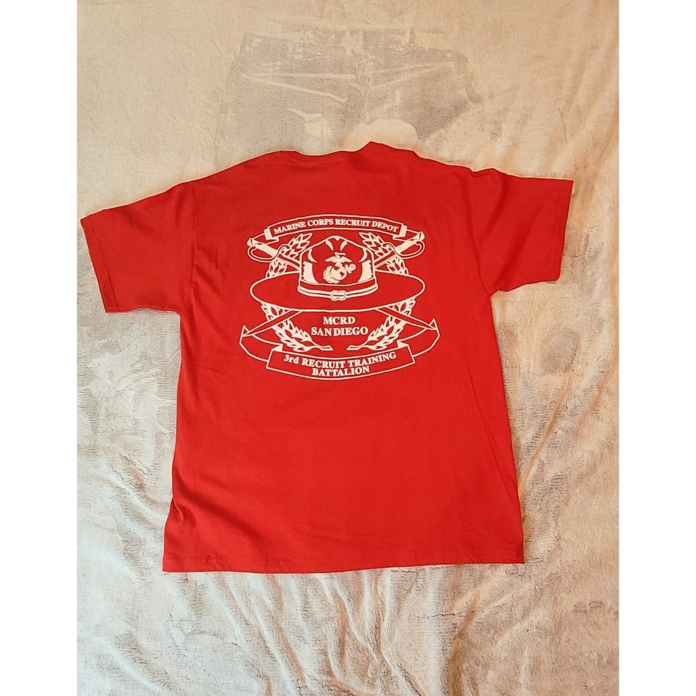 Champion Mens Large Marine Corps Recruit Depot San Diego 3rd Recruit Red Tshirt
